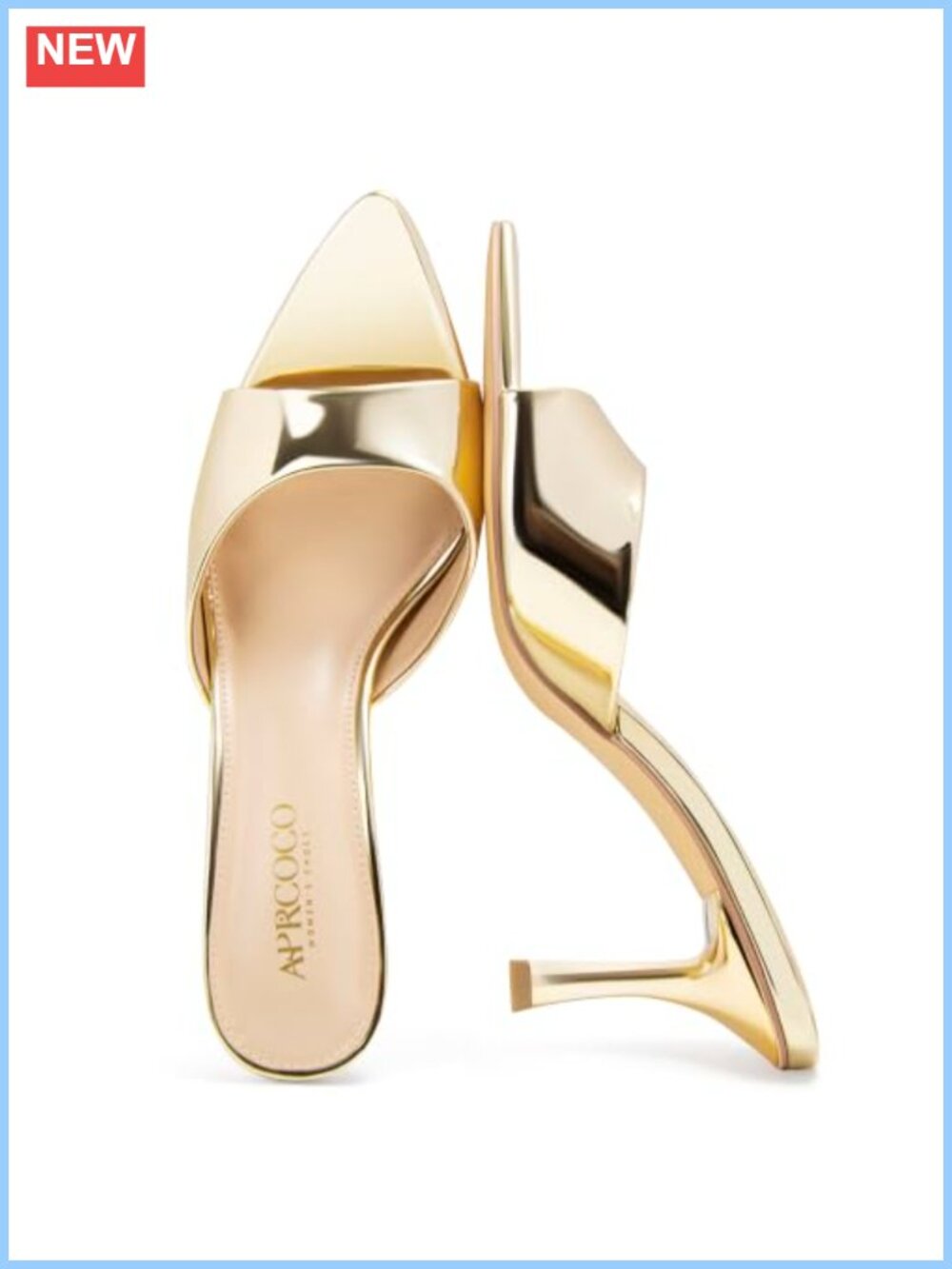 Women's Heeled Mules Pointed Open Toe Stiletto Slip On Faux Leather Formal